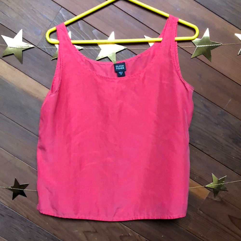 100% silk boxy pink coral tank - Eileen Fisher